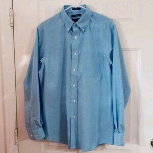 Saddlebred Shirt Men’s 16 34/35 Blue Easy Care Oxford Long Sleeve Button Up
